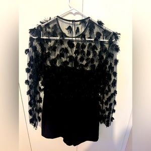 Top Shop black ringer with feathers on top half